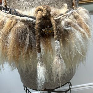 Bohemian Tan and Brown Fur Shoulder Bag